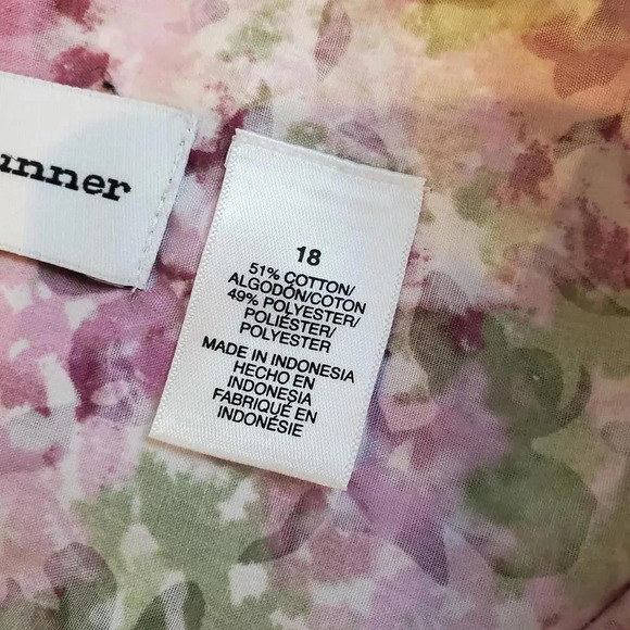 Alfred Dunner Women's Floral Button Down 3/4 Sleeve Top Size 18 - Picture 4 of 12